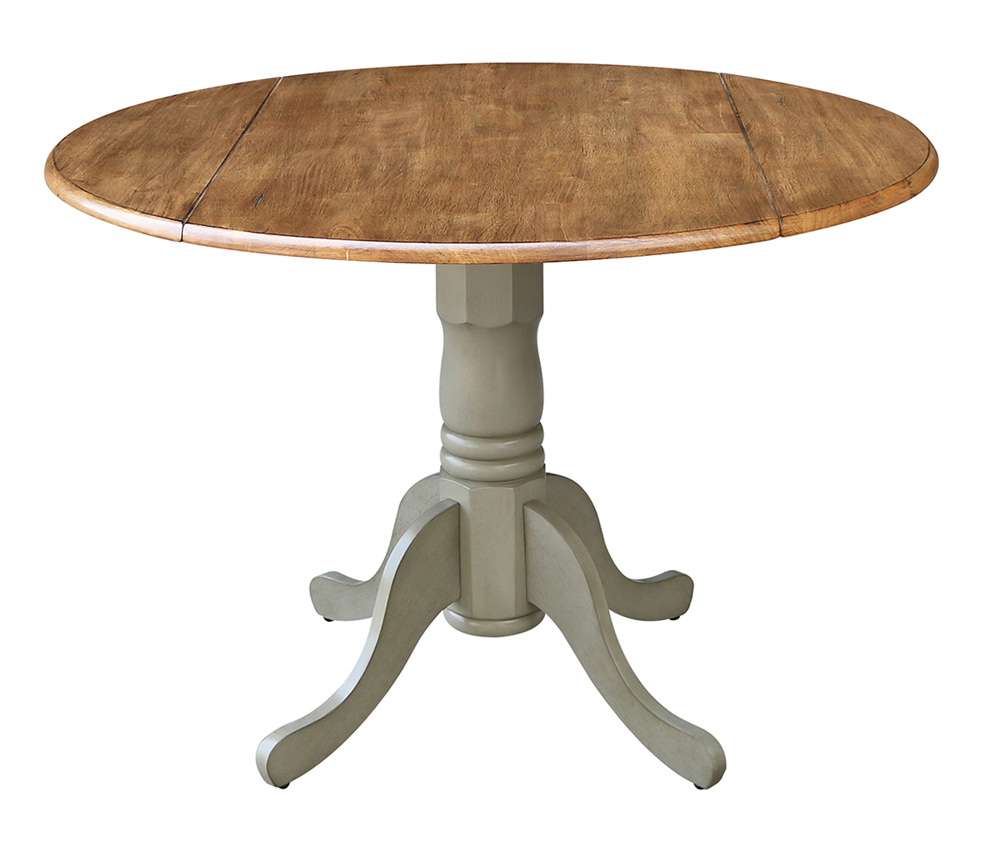 John Thomas Furniture - Dining Essentials - Round Drop Leaf Pedestal Table in Hickory & Stone - T41-42DP veiw 1