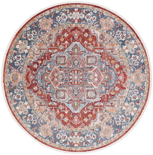 Lauren Ralph Lauren - 1413 Rug - 6-7in X 6-7in Round - Beige / Blue Red veiw 1