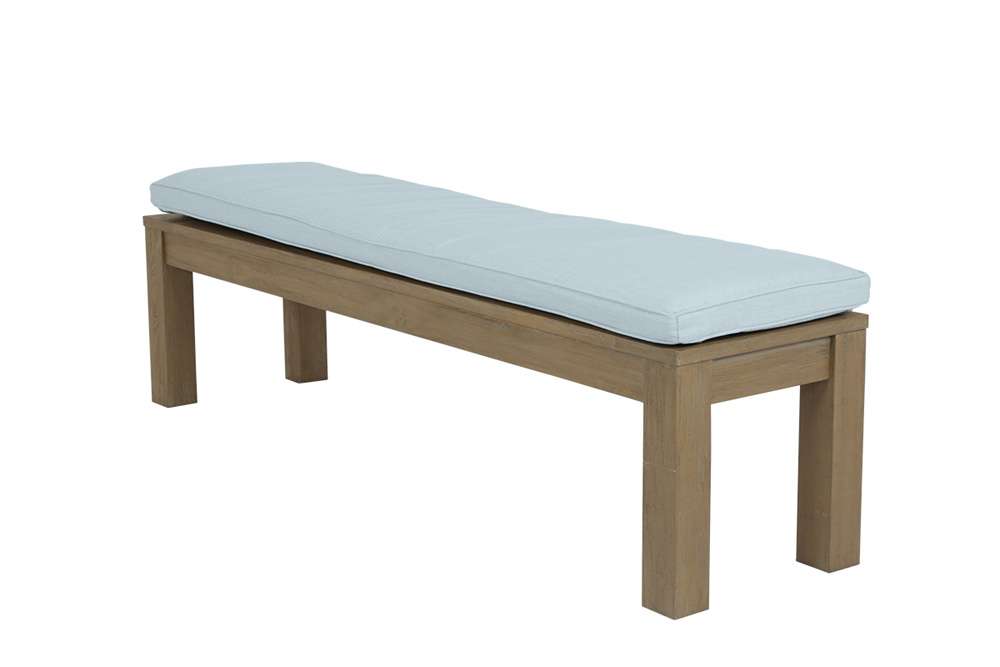 Sunset West - Coastal Teak Dining Bench in Canvas Skyline, No Welt - SW5501-BNCH-14091 veiw 1