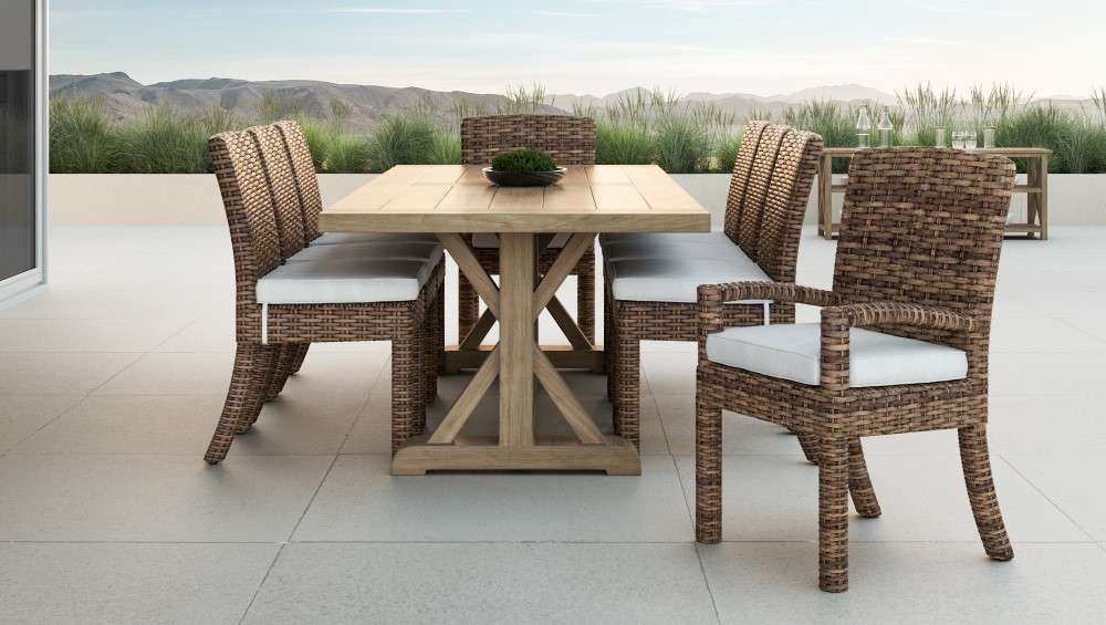 Sunset West - Havana Armless Dining Chair in Canvas Flax w/ Self Welt - SW1701-1A-FLAX-STKIT veiw 3
