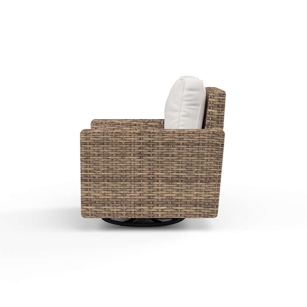 Sunset West - Havana Swivel Club Rocker in Canvas Flax w/ Self Welt - SW1701-21SR-FX-STKIT veiw 2