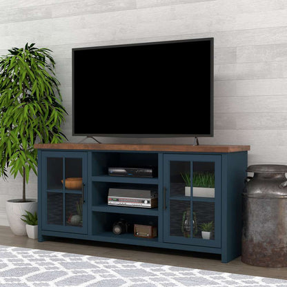 Legends Furniture - Bridgevine Home 66 in. Blue Denim and Barnwood Finish Solid Wood TV Stand (TVs up to 75 in.) - NT1210.BWK veiw 1