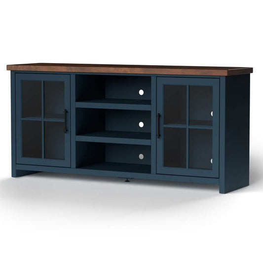 Legends Furniture - Bridgevine Home 66 in. Blue Denim and Barnwood Finish Solid Wood TV Stand (TVs up to 75 in.) - NT1210.BWK veiw 2