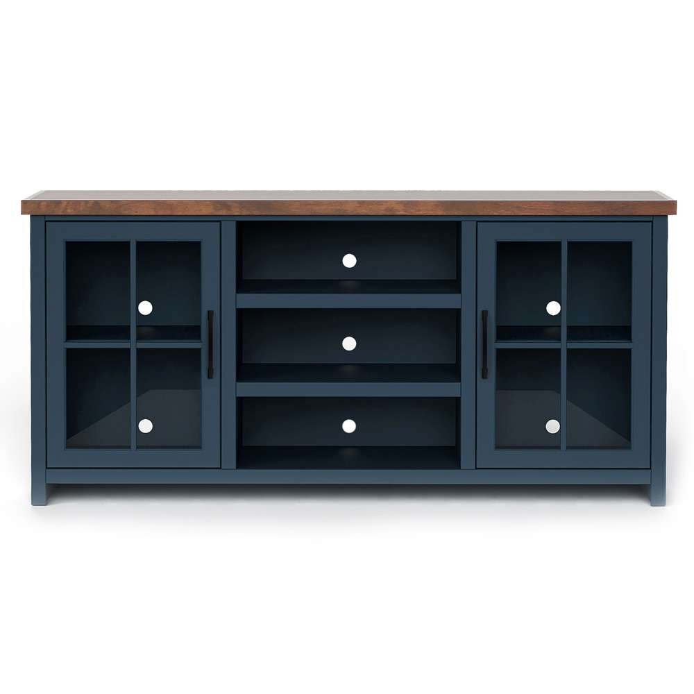 Legends Furniture - Bridgevine Home 66 in. Blue Denim and Barnwood Finish Solid Wood TV Stand (TVs up to 75 in.) - NT1210.BWK veiw 3