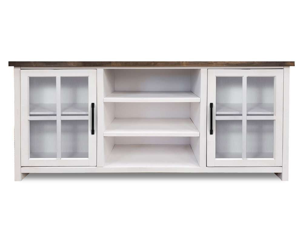 Legends Furniture - Bridgevine Home 66 in. White Wash and Barnwood Finish Solid Wood TV Stand (TVs up to 75 in.) - HT1210.BJW veiw 1