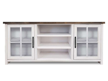 Legends Furniture - Bridgevine Home 66 in. White Wash and Barnwood Finish Solid Wood TV Stand (TVs up to 75 in.) - HT1210.BJW veiw 1