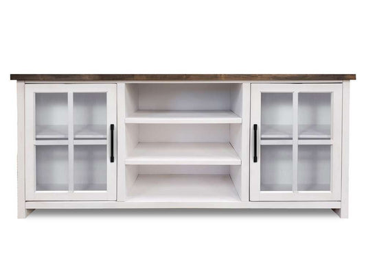 Legends Furniture - Bridgevine Home 66 in. White Wash and Barnwood Finish Solid Wood TV Stand (TVs up to 75 in.) - HT1210.BJW veiw 1