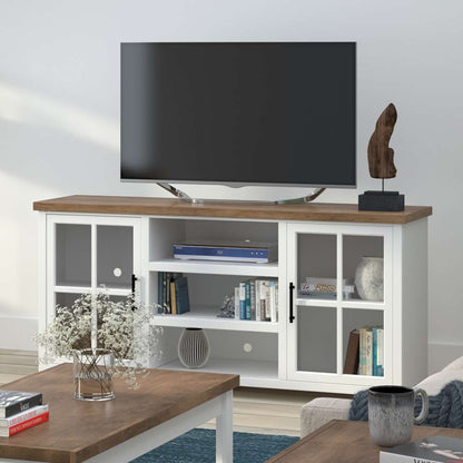 Legends Furniture - Bridgevine Home 66 in. White Wash and Barnwood Finish Solid Wood TV Stand (TVs up to 75 in.) - HT1210.BJW veiw 2