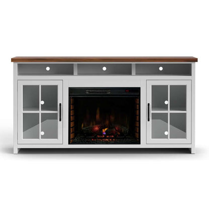 Legends Furniture - Bridgevine Home 73 in. Whitewash and Barnwood Brown Finish Solid Wood Fireplace TV Stand - HT5110.BJW view 1