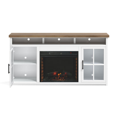 Legends Furniture - Bridgevine Home 73 in. Whitewash and Barnwood Brown Finish Solid Wood Fireplace TV Stand - HT5110.BJW view 6