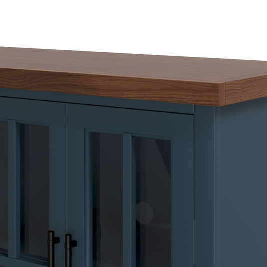 Legends Furniture - Bridgevine Home 97 in. Blue Denim and Barnwood Brown Finish Solid Wood Fireplace TV Stand - NT5410.BWK veiw 2