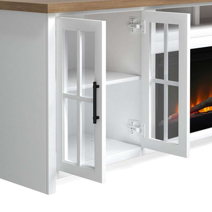 Legends Furniture - Bridgevine Home 97 in. Whitewash and Barnwood Brown Finish Solid Wood Fireplace TV Stand - HT5410.BJW view 5