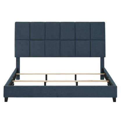 Legends Furniture - Bridgevine Home King Size Tall Blue Denim Square Headboard Upholstered Platform Bed - ZBRD-7000KG veiw 3