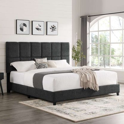 Legends Furniture - Bridgevine Home King Size Tall Grey Square Headboard Upholstered Platform Bed - ZBRD-7007KG veiw 1