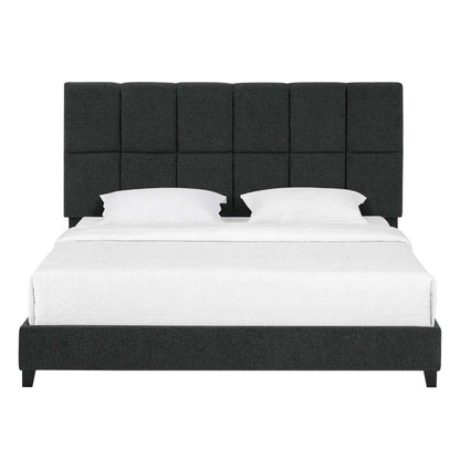 Legends Furniture - Bridgevine Home King Size Tall Grey Square Headboard Upholstered Platform Bed - ZBRD-7007KG veiw 2