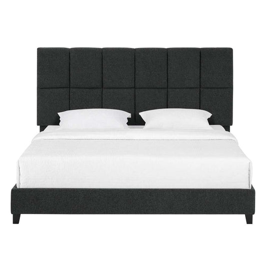 Legends Furniture - Bridgevine Home King Size Tall Grey Square Headboard Upholstered Platform Bed - ZBRD-7007KG veiw 2