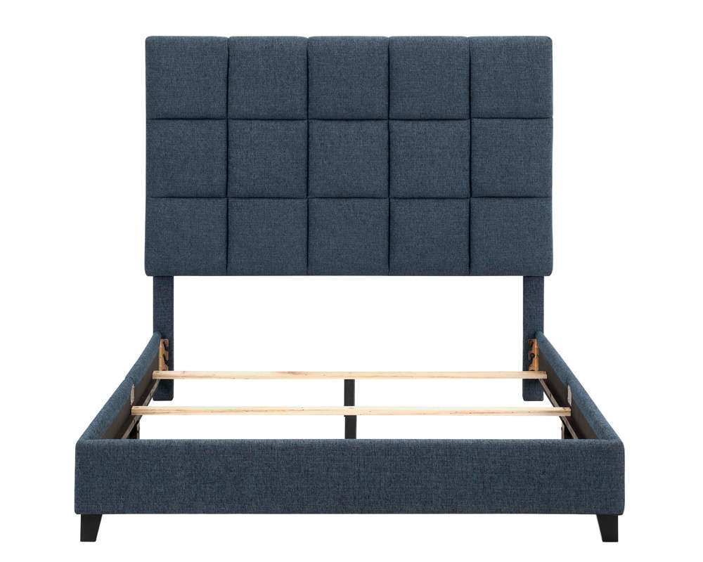 Legends Furniture - Bridgevine Home Queen Size Tall Blue Denim Square Headboard Upholstered Platform Bed - ZBRD-7000QN veiw 2