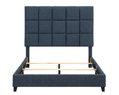 Legends Furniture - Bridgevine Home Queen Size Tall Blue Denim Square Headboard Upholstered Platform Bed - ZBRD-7000QN veiw 2