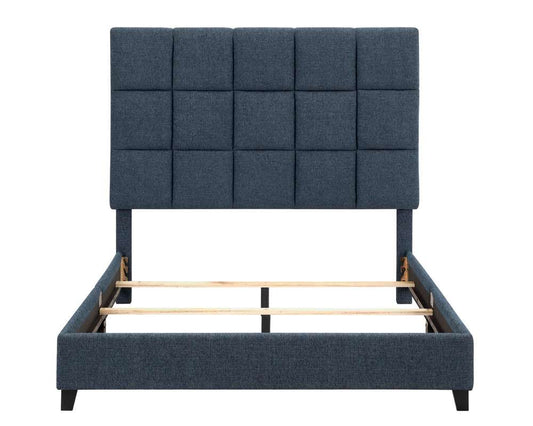 Legends Furniture - Bridgevine Home Queen Size Tall Blue Denim Square Headboard Upholstered Platform Bed - ZBRD-7000QN veiw 2