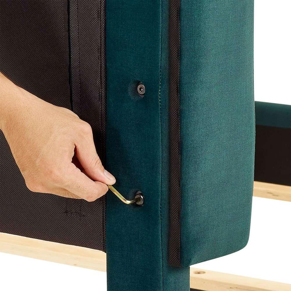 Legends Furniture - Bridgevine Home Queen Size Tall Green Velvet Tufted Headboard Upholstered Platform Bed - ZBRD-7004QN veiw 4