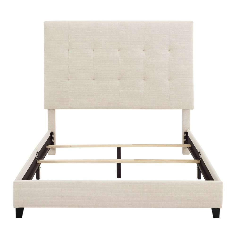 Legends Furniture - Bridgevine Home Queen Size Tall Tan Tufted Headboard Upholstered Platform Bed - ZBRD-7002QN veiw 2