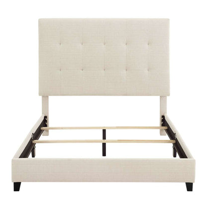Legends Furniture - Bridgevine Home Queen Size Tall Tan Tufted Headboard Upholstered Platform Bed - ZBRD-7002QN veiw 2