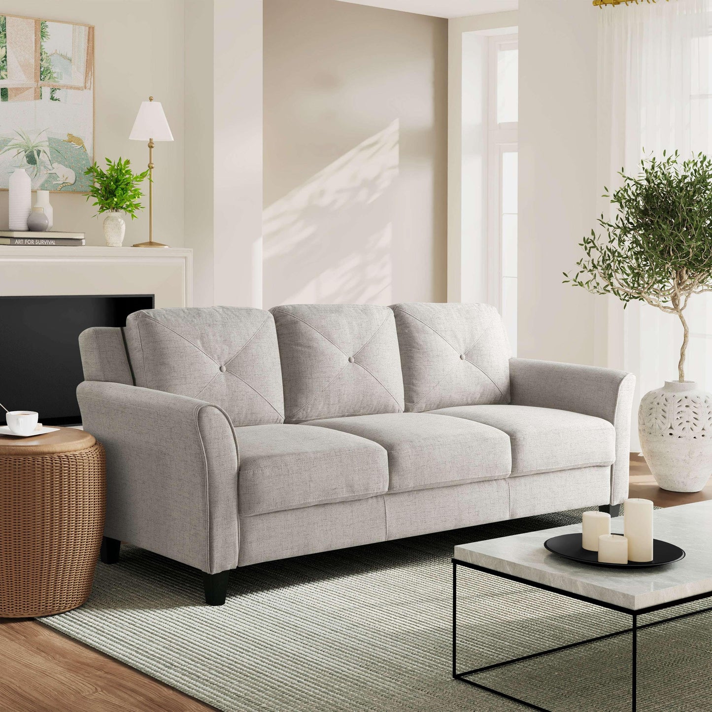 Lifestyle Solutions - Highland Sofa with Curved Arms, Beige - CCHRFKS3BGEVA veiw 1