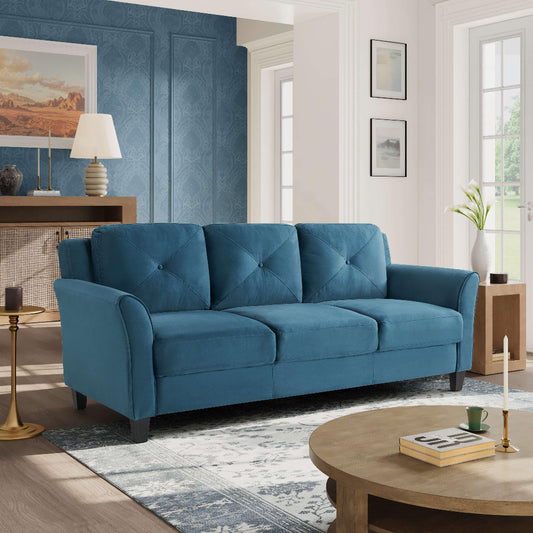 Lifestyle Solutions - Highland Sofa with Curved Arms, Blue - CCHRFKS3BLUVA veiw 1