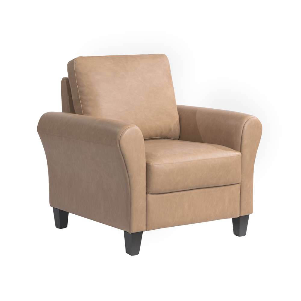 Lifestyle Solutions - Westley Chair with Rolled Arms, Light Brown Faux Leather - CCWENKS1LBRRA veiw 2