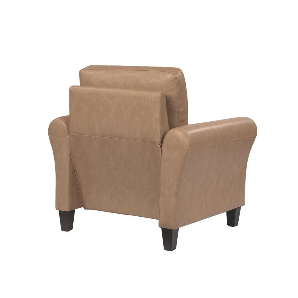 Lifestyle Solutions - Westley Chair with Rolled Arms, Light Brown Faux Leather - CCWENKS1LBRRA veiw 4
