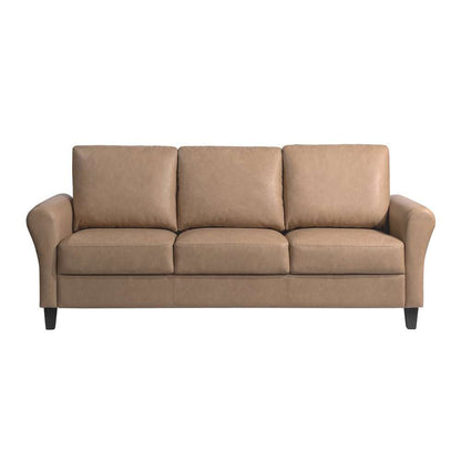 Lifestyle Solutions - Westley Sofa with Rolled Arms, Light Brown Faux Leather - CCWENKS3LBRRA veiw 1