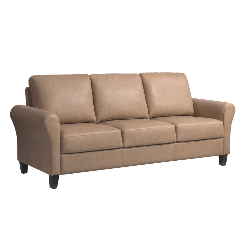 Lifestyle Solutions - Westley Sofa with Rolled Arms, Light Brown Faux Leather - CCWENKS3LBRRA veiw 2