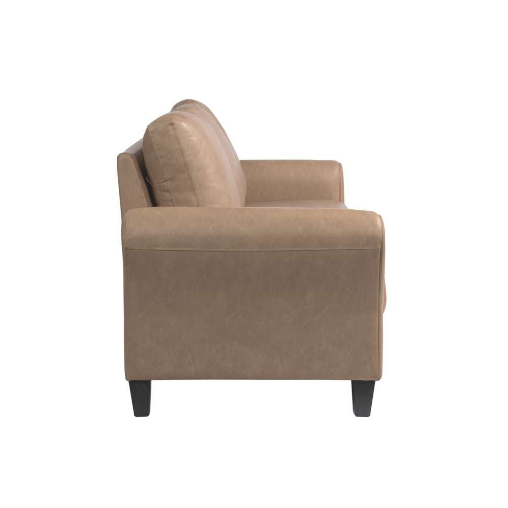 Lifestyle Solutions - Westley Sofa with Rolled Arms, Light Brown Faux Leather - CCWENKS3LBRRA veiw 3