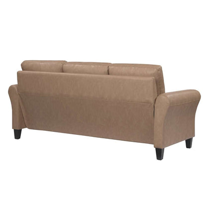 Lifestyle Solutions - Westley Sofa with Rolled Arms, Light Brown Faux Leather - CCWENKS3LBRRA veiw 4
