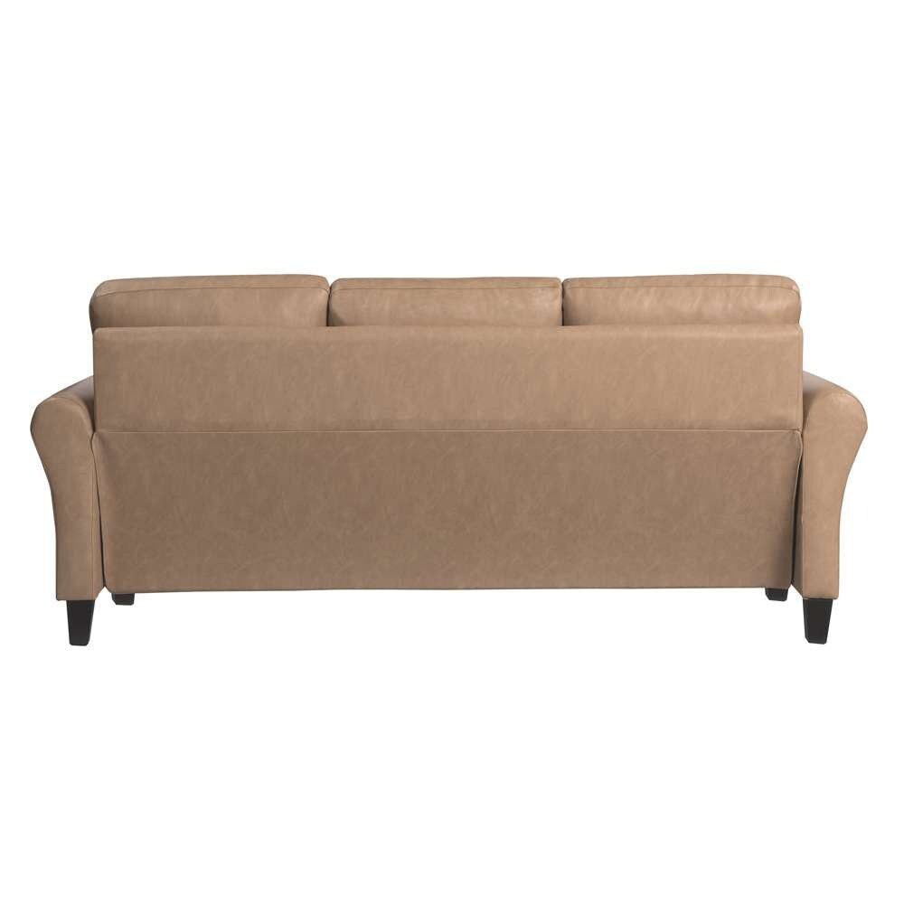 Lifestyle Solutions - Westley Sofa with Rolled Arms, Light Brown Faux Leather - CCWENKS3LBRRA veiw 5