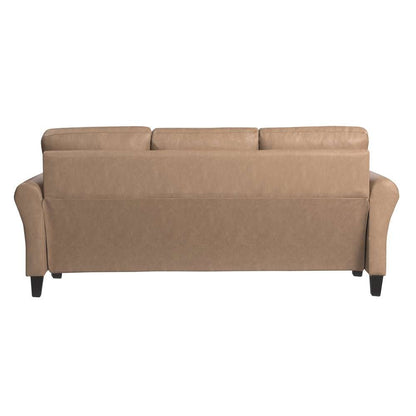 Lifestyle Solutions - Westley Sofa with Rolled Arms, Light Brown Faux Leather - CCWENKS3LBRRA veiw 5