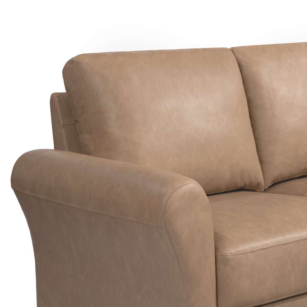 Lifestyle Solutions - Westley Sofa with Rolled Arms, Light Brown Faux Leather - CCWENKS3LBRRA veiw 6