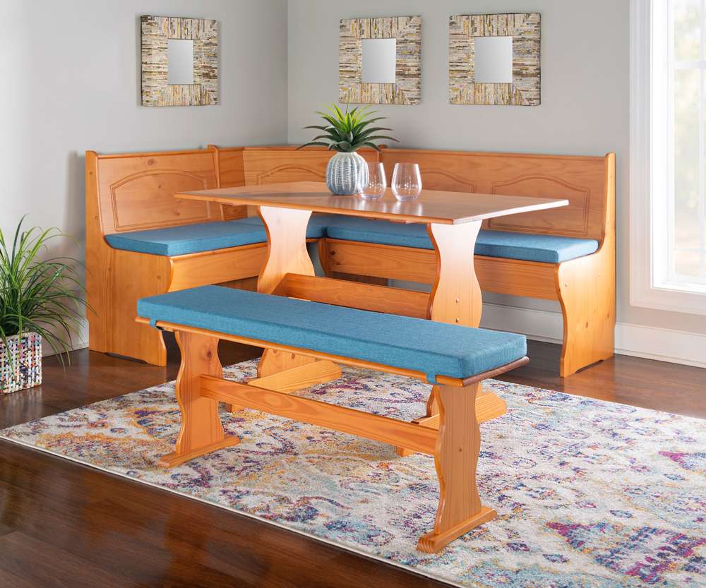 Linon Home Decor - Chelsea Nook Set with Cushions, Natural/Blue - K90375NATBLUSET veiw 4