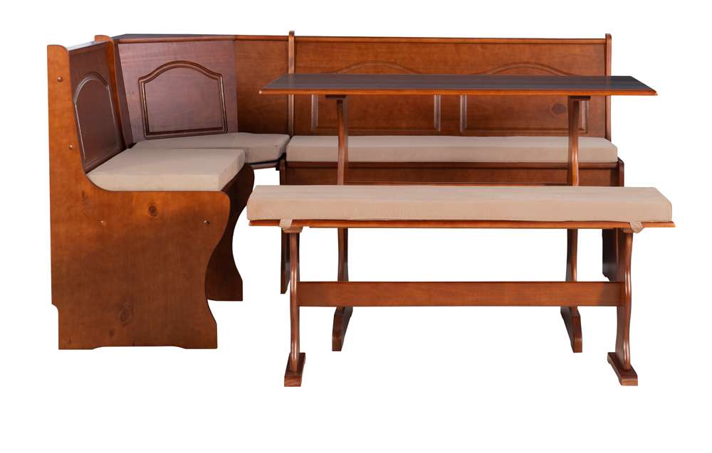 Linon Home Decor - Chelsea Nook Set with Cushions, Walnut/Beige - K90375WALBGESET veiw 1