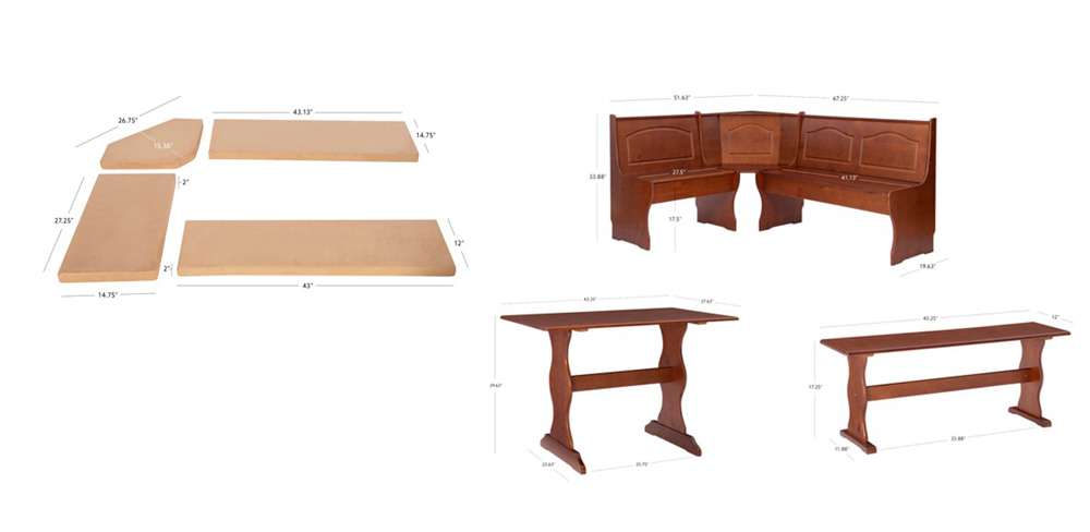 Linon Home Decor - Chelsea Nook Set with Cushions, Walnut/Beige - K90375WALBGESET veiw 5