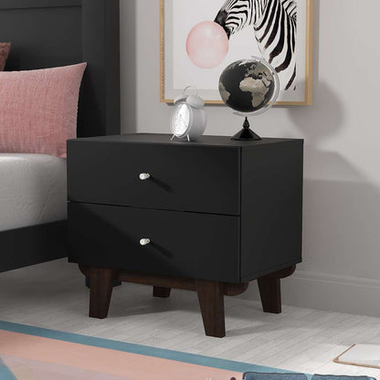 Living Essentials by Hillsdale - Kincaid Wood 2 Drawer Nightstand, Matte Black - 2735-773 veiw 6