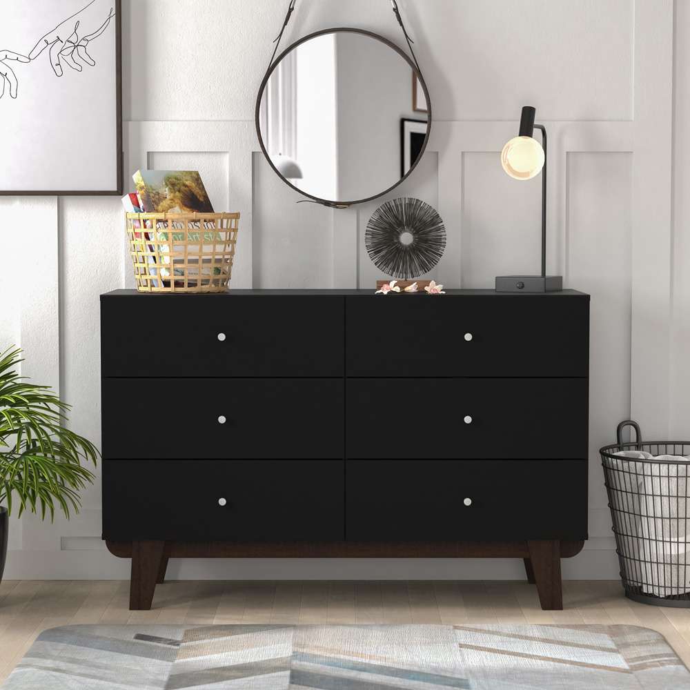 Living Essentials by Hillsdale - Kincaid Wood 6 Drawer Dresser, Matte Black - 2735-717 veiw 3