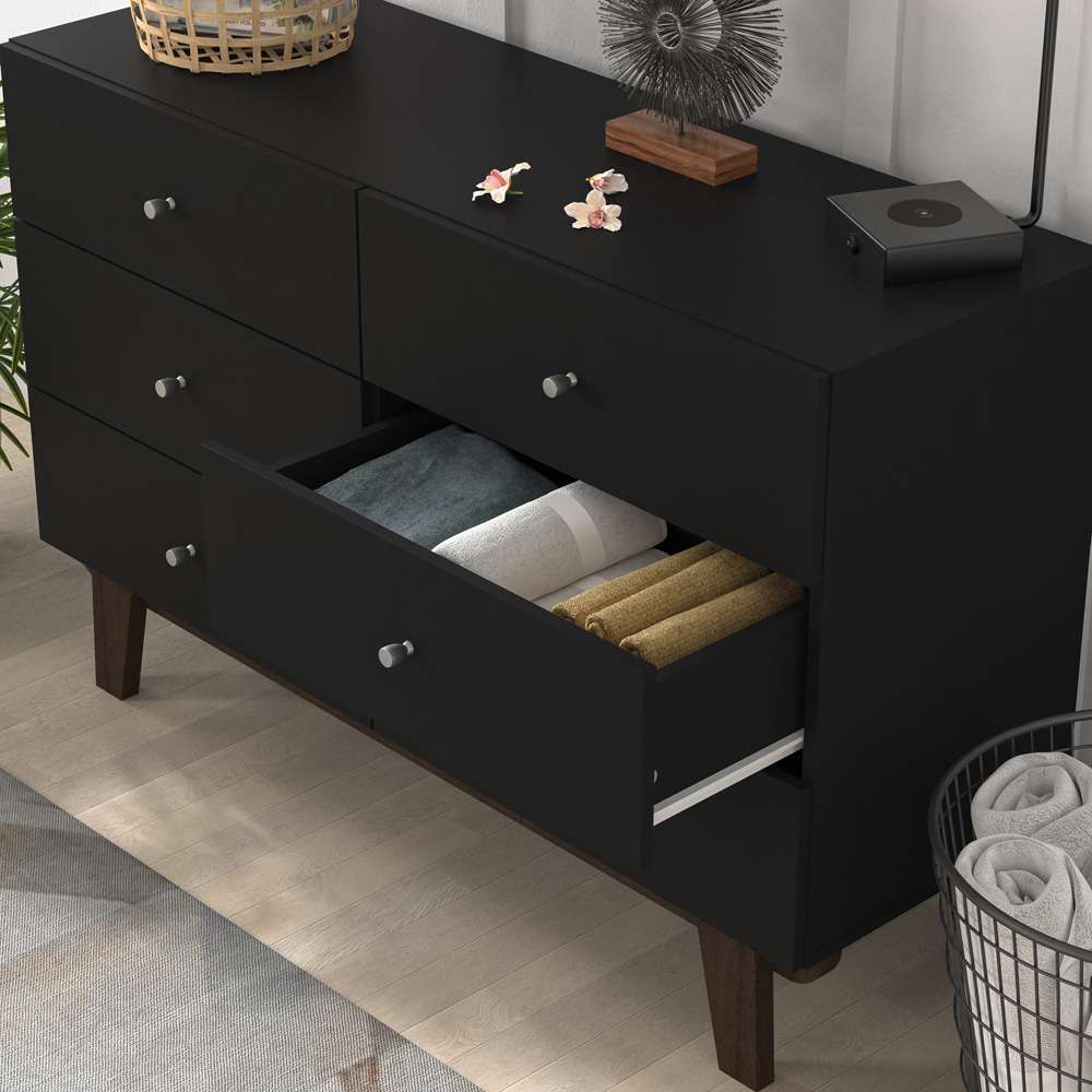 Living Essentials by Hillsdale - Kincaid Wood 6 Drawer Dresser, Matte Black - 2735-717 veiw 4