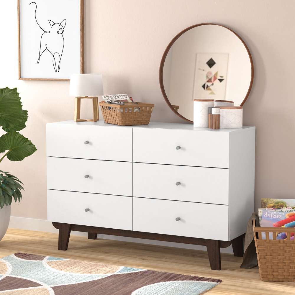 Living Essentials by Hillsdale - Kincaid Wood 6 Drawer Dresser, Matte White - 2735-716 veiw 2