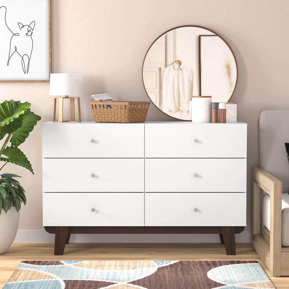 Living Essentials by Hillsdale - Kincaid Wood 6 Drawer Dresser, Matte White - 2735-716 veiw 3