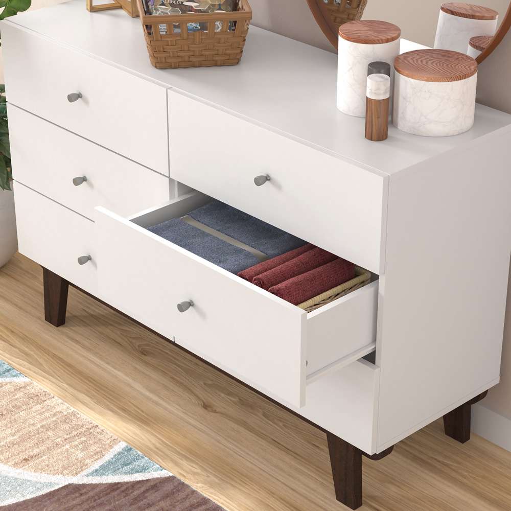 Living Essentials by Hillsdale - Kincaid Wood 6 Drawer Dresser, Matte White - 2735-716 veiw 4