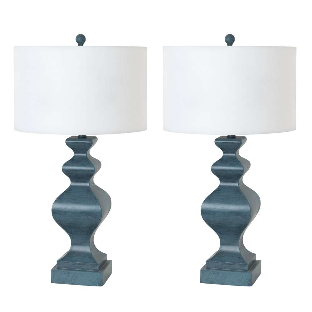 Lux Lighting - Cyrus 32in Blue Polyresin Table lamp, (Set of 2)   - LUX-C03-BLUE-USB veiw 3