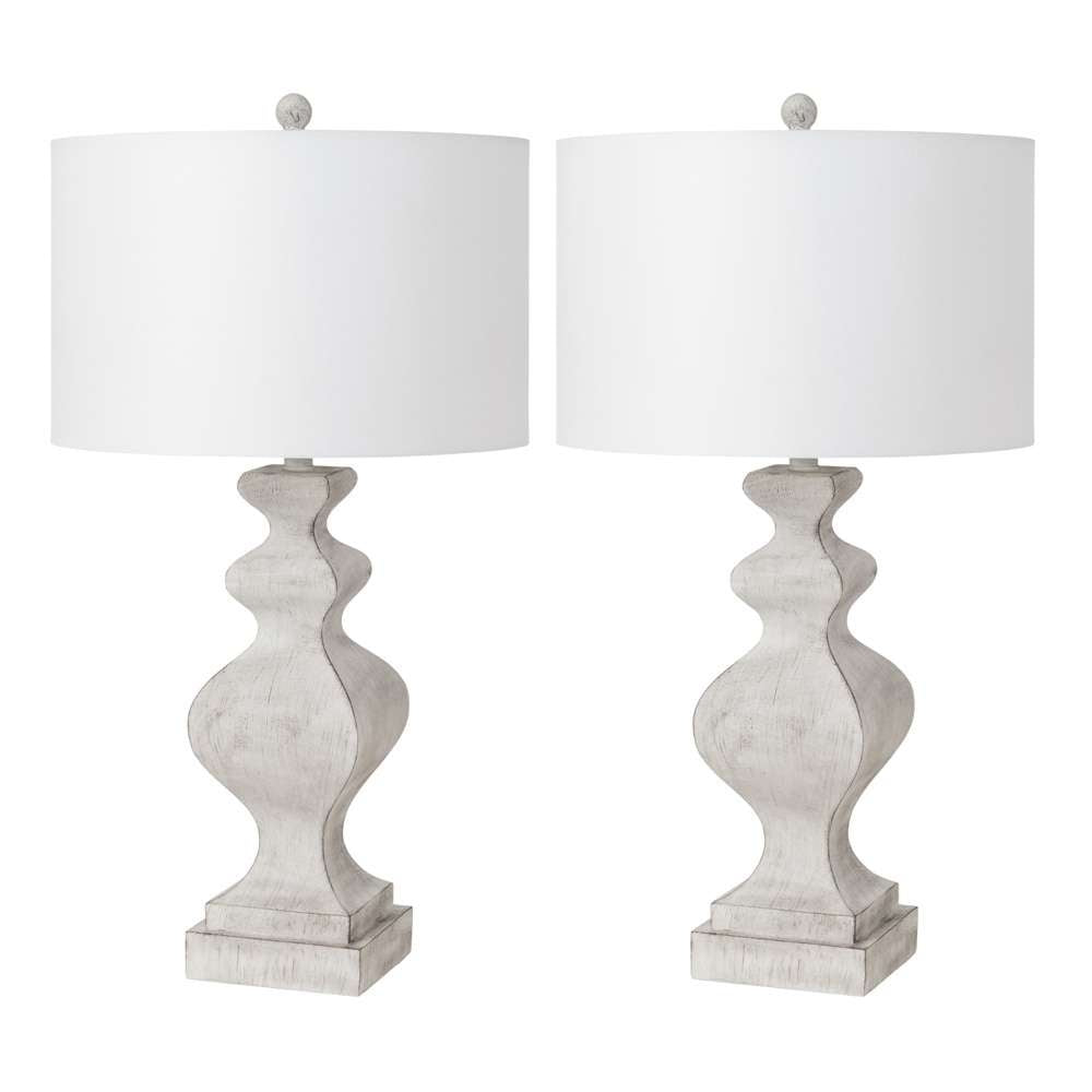 Lux Lighting - Cyrus 32in White Farmhouse Polyresin Table Lamp w/ USB, (Set of 2) - LUX-C02-WHITE-USB veiw 4