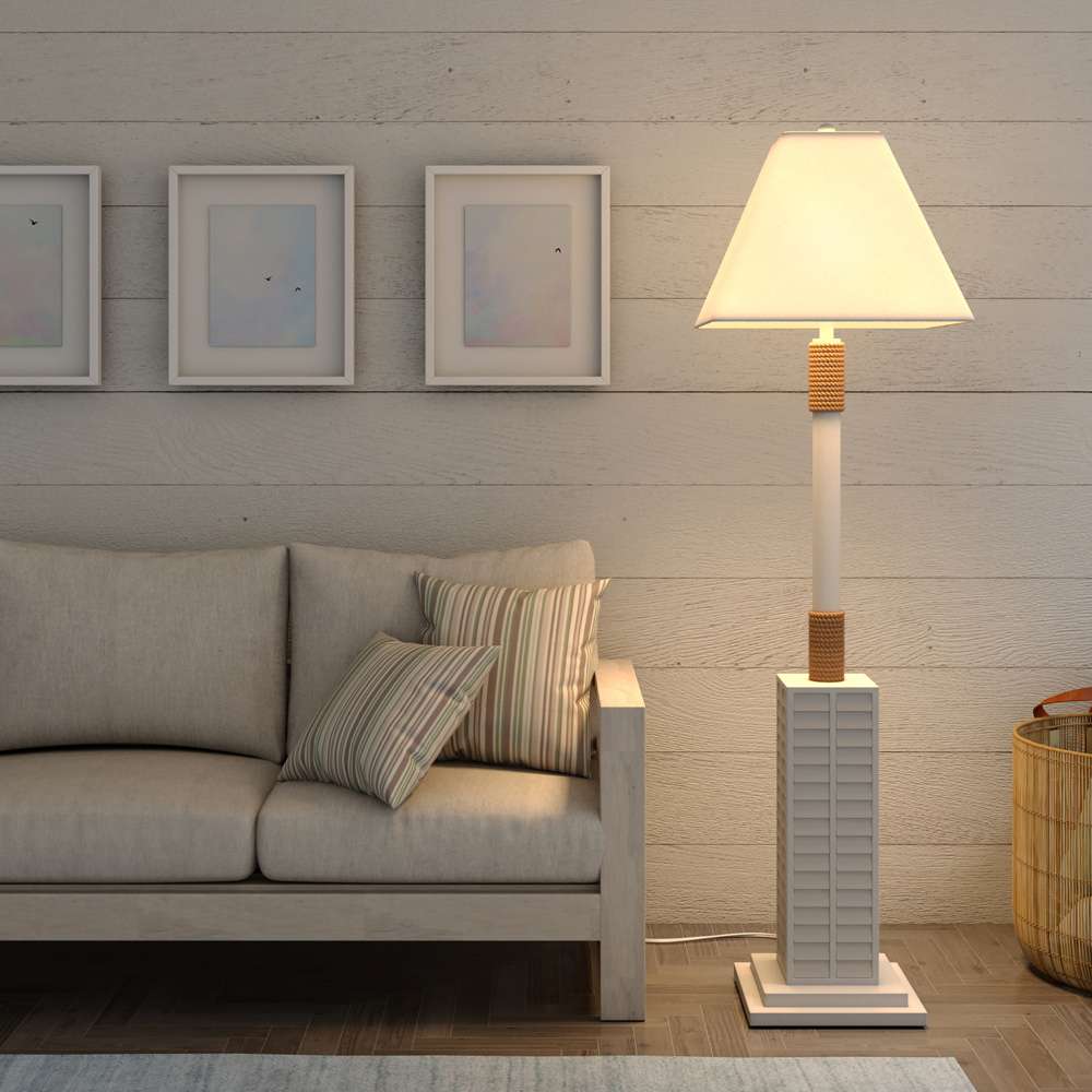 Lux Lighting - Floor Shutter 63in Polyresin Coastal Floor Lamp off white (1pk) - LUX-FL-1752-WHITE veiw 3