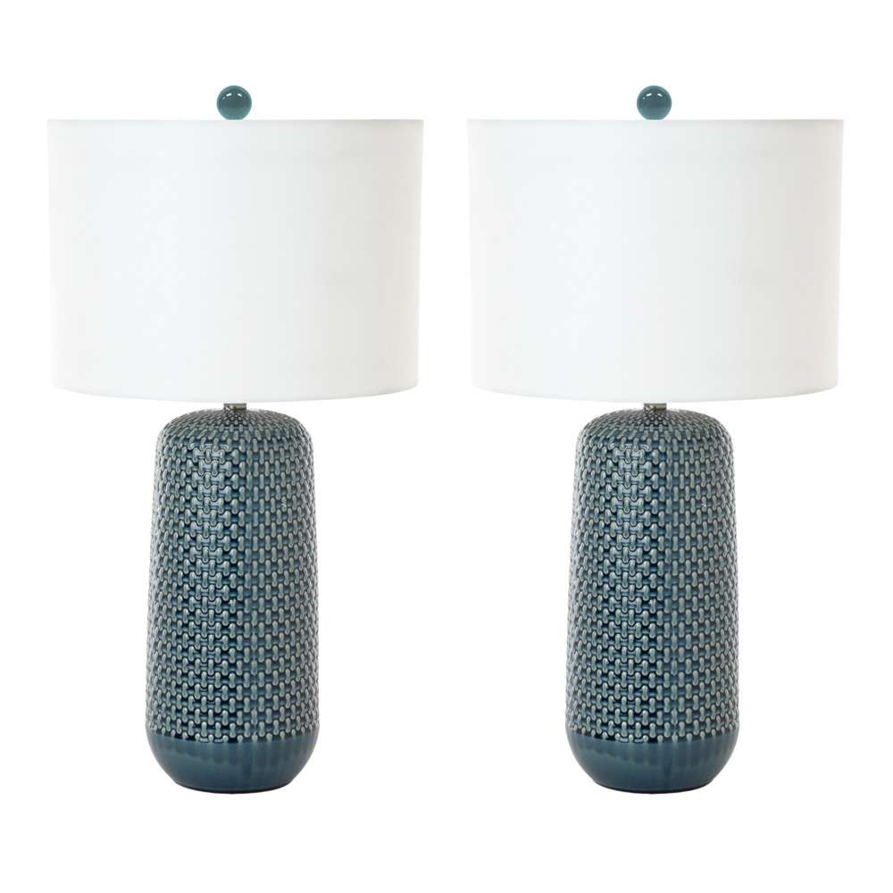 Lux Lighting - Marlin 30in Blue Ceramic Table Lamp, (Set of 2) - LUX-2048-BLUE veiw 2